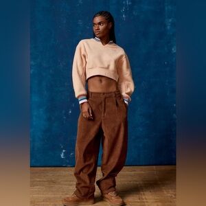 BDG Collin’s fleece and sherpa pullover cropped sweatshirt size large